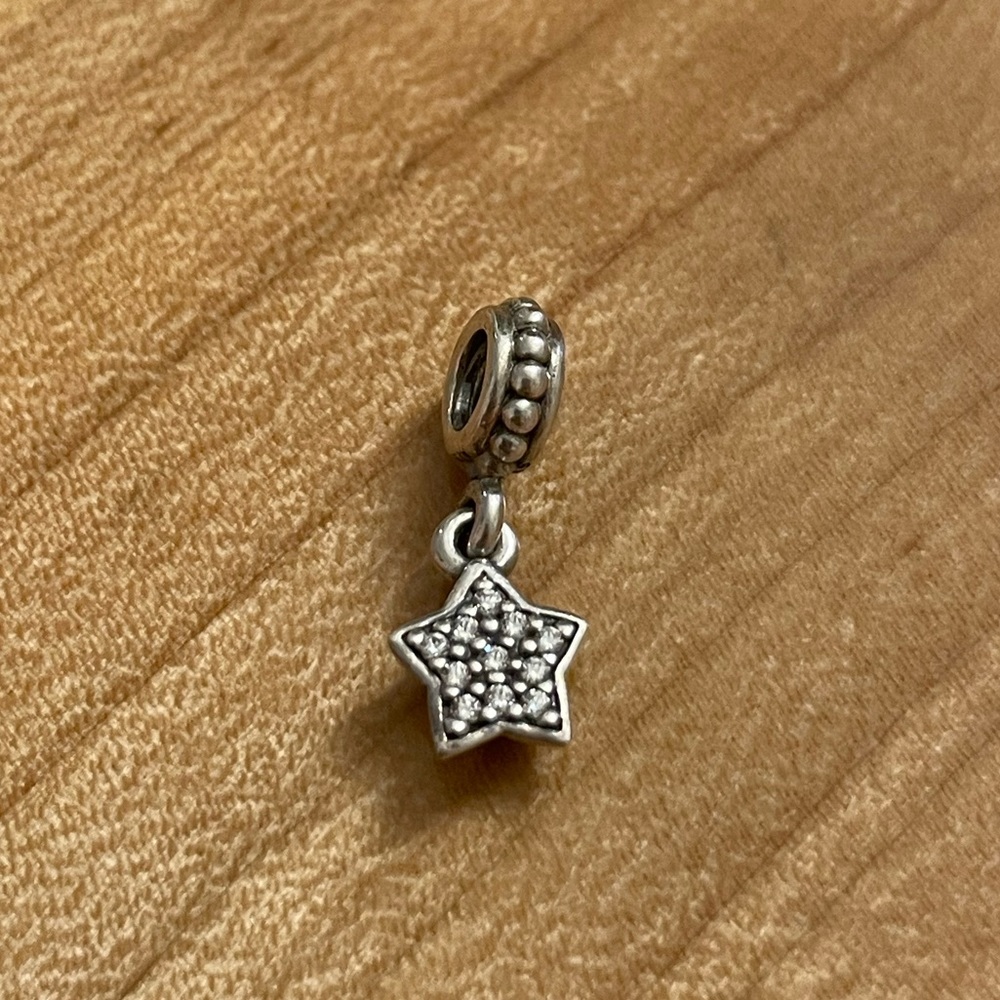 Authentic Pandora white star dangle silver charm